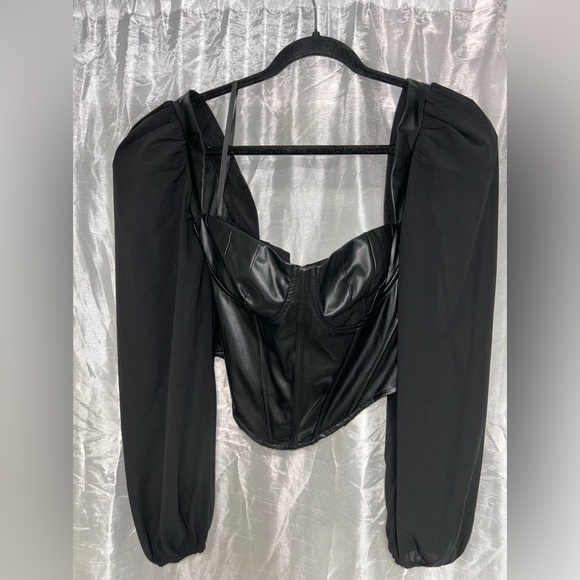 Fashion Nova corset Top with sheer arms - Picture 4 of 9